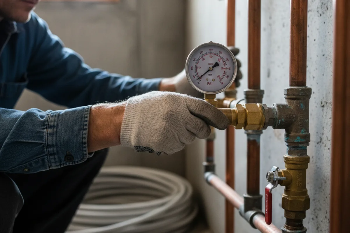 Pressure testing a repaired line during Water Line Repair in Tujunga